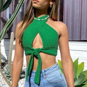 Green crochet top